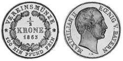1/2 Krone 巴伐利亞王國 (1806 - 1918) 金 马克西米利安二世 (巴伐利亚国王)