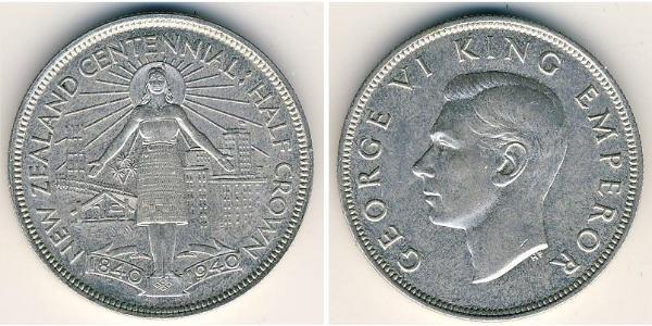1/2 Krone 新西兰 銀 乔治六世 (1895-1952)