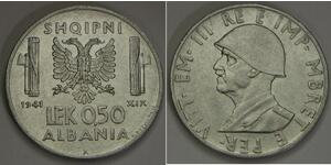 1/2 Lek Albanian Kingdom (1939-1943) Stainless steel Victor Emmanuel III of Italy (1869 - 1947)