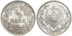 1/2 Mark Empire allemand (1871-1918) Argent 