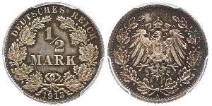 1/2 Mark Empire allemand (1871-1918) Argent 