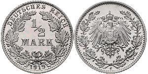 1/2 Mark Empire allemand (1871-1918) Argent 