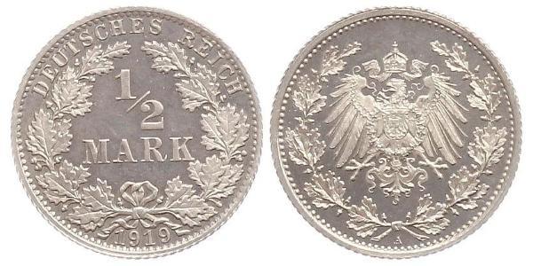 1/2 Mark Empire allemand (1871-1918) Argent 