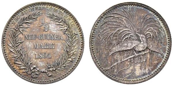 1/2 Mark Nuova Guinea Argento 