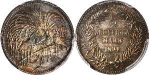 1/2 Mark Nueva Guinea Plata 