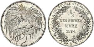 1/2 Mark Nueva Guinea Plata 