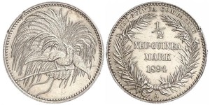 1/2 Mark Nueva Guinea Plata 