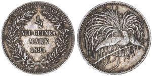 1/2 Mark Nueva Guinea Plata 