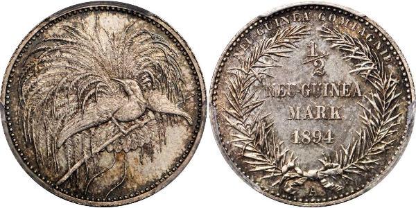 1/2 Mark Nueva Guinea Plata 
