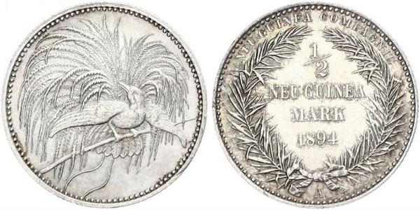 1/2 Mark Nueva Guinea Plata 