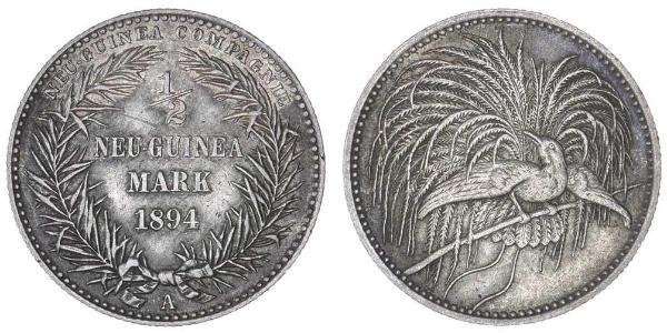 1/2 Mark Nueva Guinea Plata 