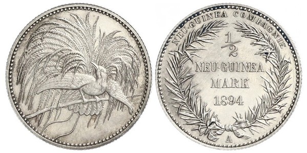 1/2 Mark Nueva Guinea Plata 