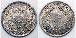 1/2 Mark Deutsches Kaiserreich (1871-1918) Silber 