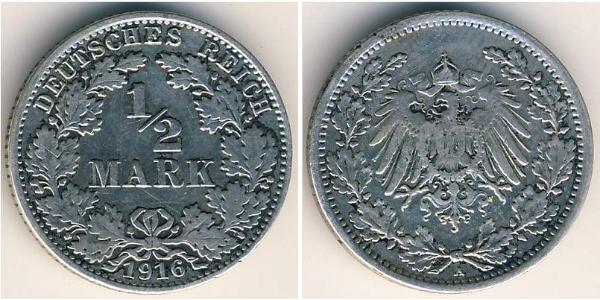 1/2 Mark Deutsches Kaiserreich (1871-1918) Silber 
