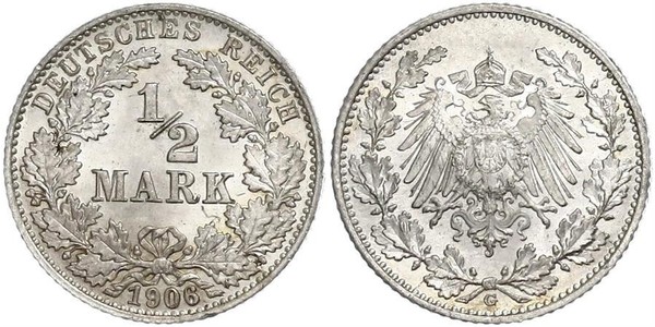 1/2 Mark Deutsches Kaiserreich (1871-1918) Silber 