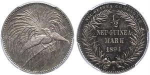 1/2 Mark Neuguinea Silber 