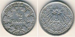 1/2 Mark German Empire (1871-1918) Silver 