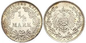 1/2 Mark German Empire (1871-1918) Silver 