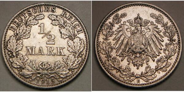 1/2 Mark German Empire (1871-1918) Silver 