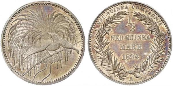 1/2 Mark New Guinea Silver 