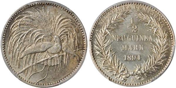 1/2 Mark New Guinea Silver 