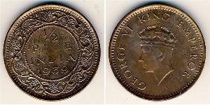 1/2 Paisa 英属印度 (1858 - 1947) 青铜 乔治六世 (1895-1952)