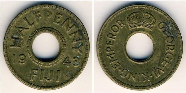 1/2 Penny Fiji Brass 