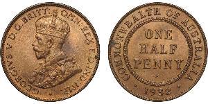 1/2 Penny Australia (1788 - 1939) Bronce Jorge V (1865-1936)