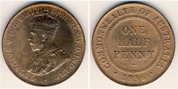 1/2 Penny Australia (1788 - 1939) Bronce Jorge V (1865-1936)