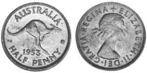 1/2 Penny Australia (1939 - ) Bronce Isabel II (1926-2022)