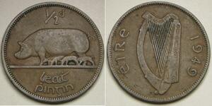 1/2 Penny Irlanda (1922 - ) Bronce 