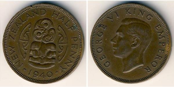 1/2 Penny Nueva Zelanda Bronce 