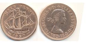 1/2 Penny Reino Unido (1922-) Bronce Isabel II (1926-2022)