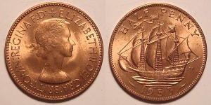 1/2 Penny Reino Unido (1922-) Bronce Isabel II (1926-2022)