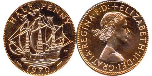 1/2 Penny Reino Unido (1922-) Bronce Isabel II (1926-2022)