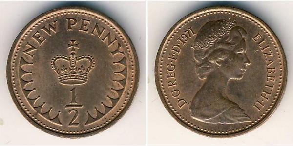 1/2 Penny Reino Unido (1922-) Bronce Isabel II (1926-2022)