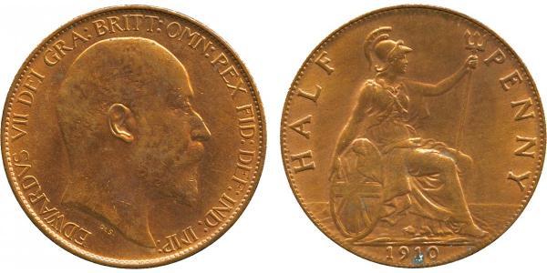 1/2 Penny Reino Unido de Gran Bretaña e Irlanda (1801-1922) Bronce Eduardo VII (1841-1910)