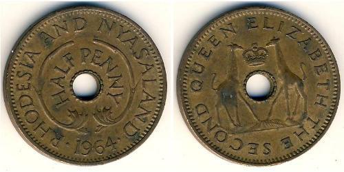 1/2 Penny Rodesia (1965 - 1979) Bronce 