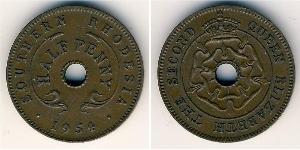 1/2 Penny Southern Rhodesia (1923-1980) Bronce Isabel II (1926-2022)