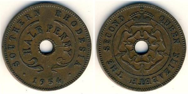 1/2 Penny Southern Rhodesia (1923-1980) Bronce Isabel II (1926-2022)