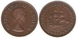 1/2 Penny Sudáfrica Bronce Isabel II (1926-2022)