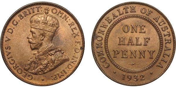 1/2 Penny Australia (1788 - 1939) Bronze George V of the United Kingdom (1865-1936)