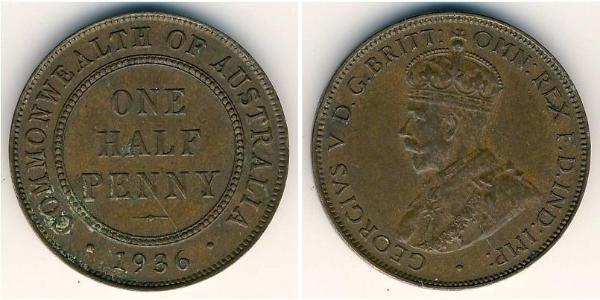 1/2 Penny Australia (1788 - 1939) Bronze George V of the United Kingdom (1865-1936)