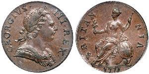 1/2 Penny Königreich Großbritannien (1707-1801) Bronze Georg III (1738-1820)