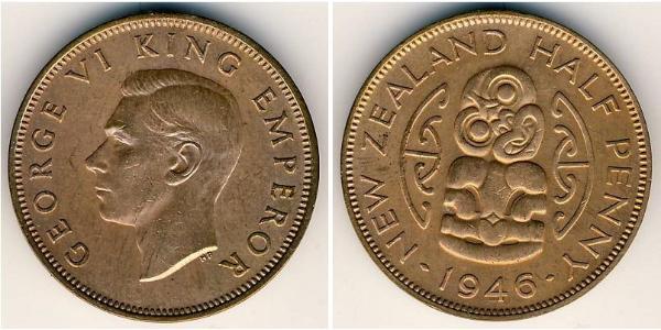 1/2 Penny New Zealand Bronze 