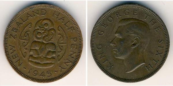 1/2 Penny New Zealand Bronze 