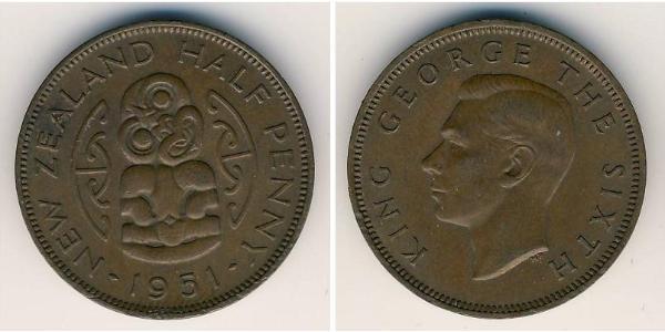 1/2 Penny New Zealand Bronze 