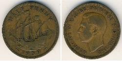 1/2 Penny Royaume-Uni Bronze 
