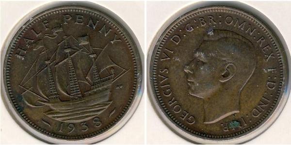 1/2 Penny Royaume-Uni Bronze 