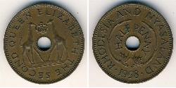 1/2 Penny Southern Rhodesia (1923-1980) Bronze Elizabeth II (1926-2022)